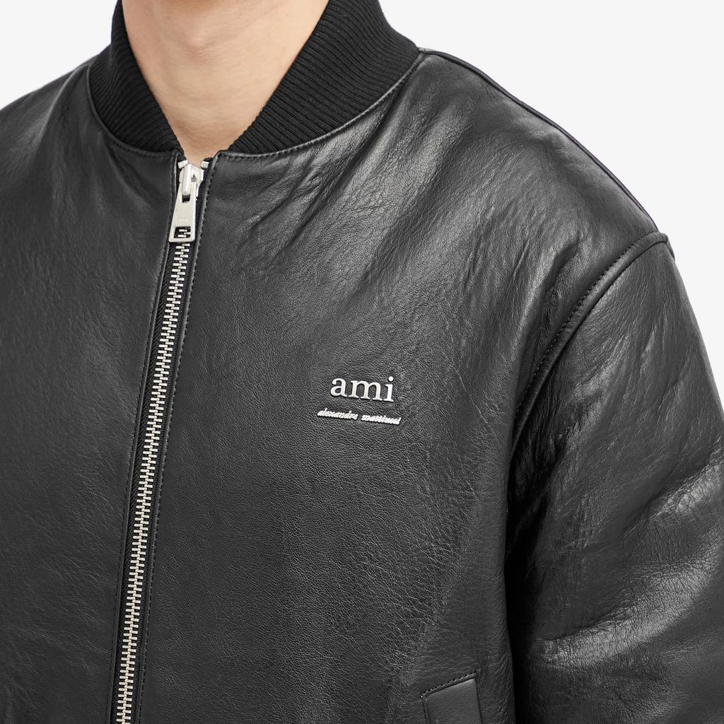 AMI Paris Men's Padded Leather Bomber jacket Black